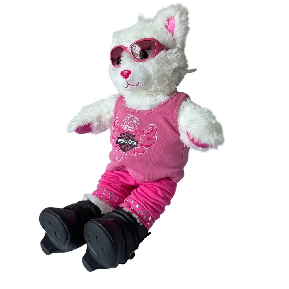 2011 Build-A-Bear‎ Marie Aristocats White Cat Harley Davidson Outfit Boots Plush